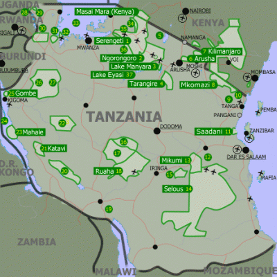 TANZANIA TOURIST MAP